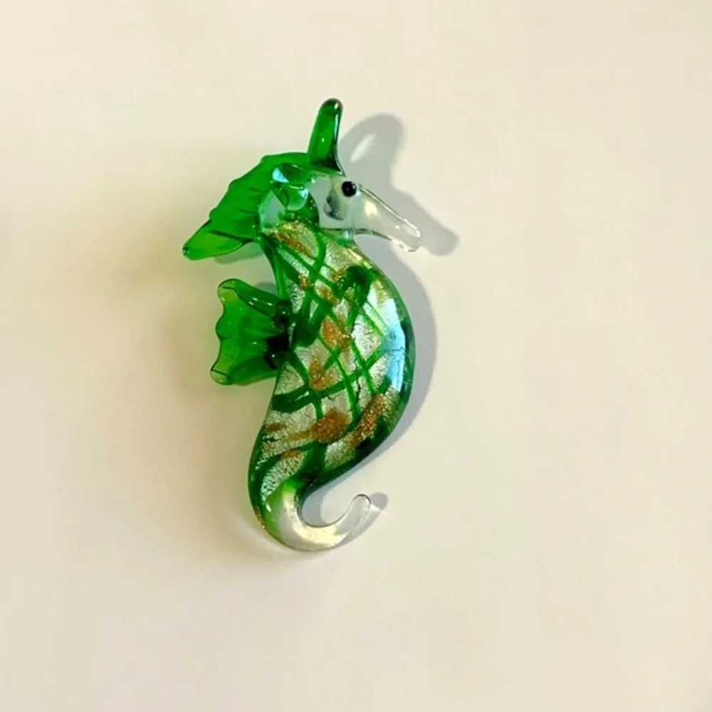 Blown glass seahorse pendant